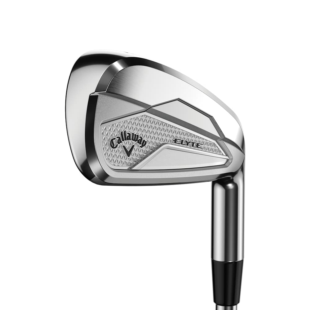 Callaway Elyte Irons at address, photographed on white