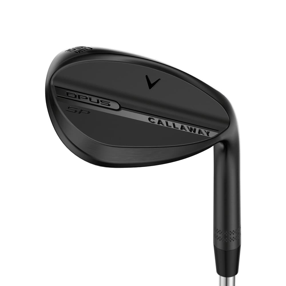 Callaway Opus SP Black Shadow Wedge at address, photographed on white