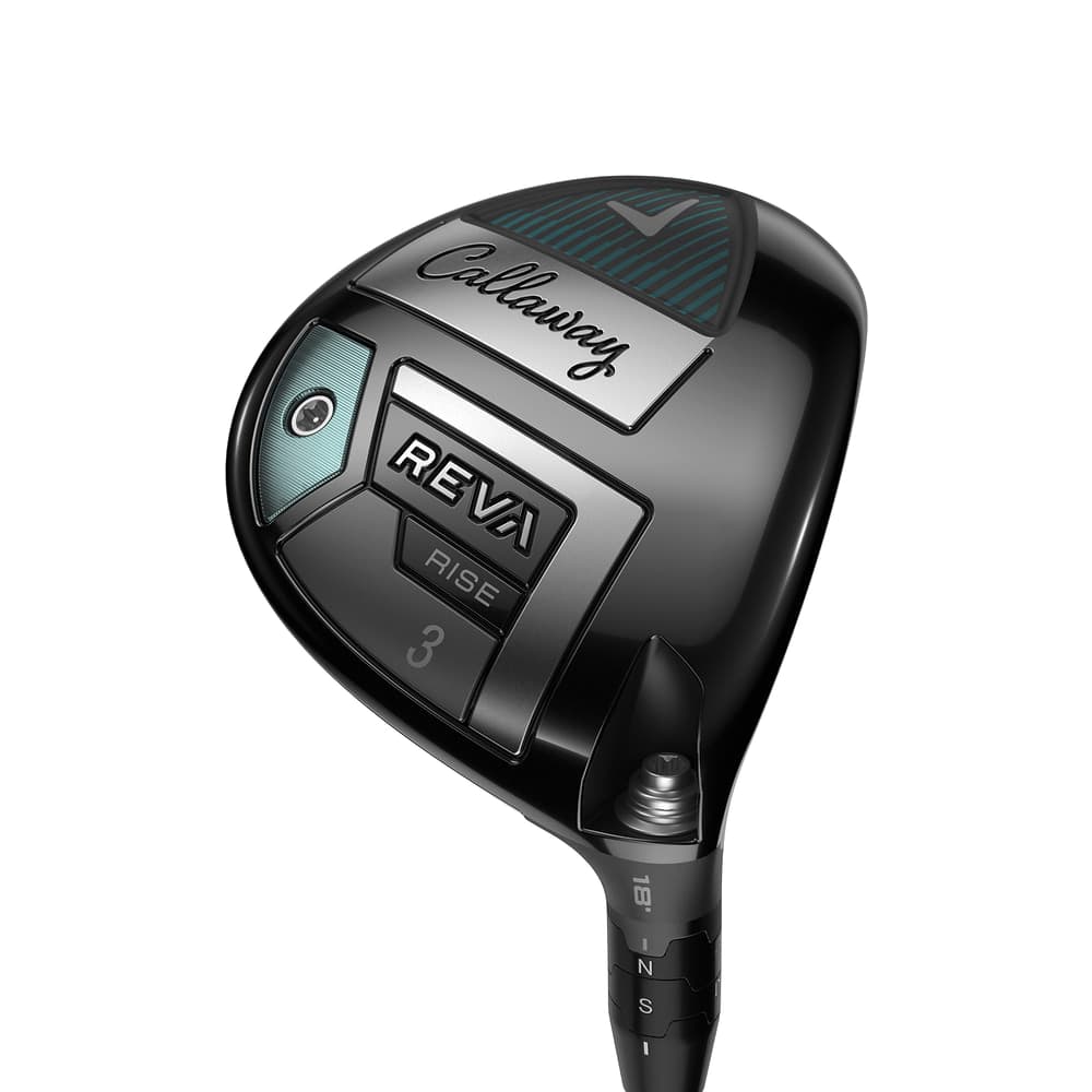 Callaway REVA RISE Fairway Woods at address, photographed on white