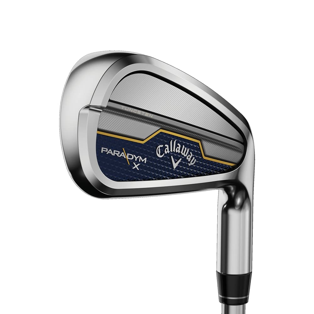Callaway Women's Paradym X Irons at address, photographed on white