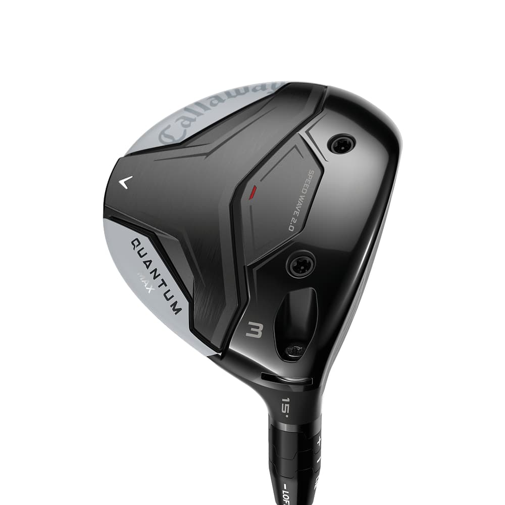 Callaway Women's Quantum Max Fairway Woods at address, photographed on white