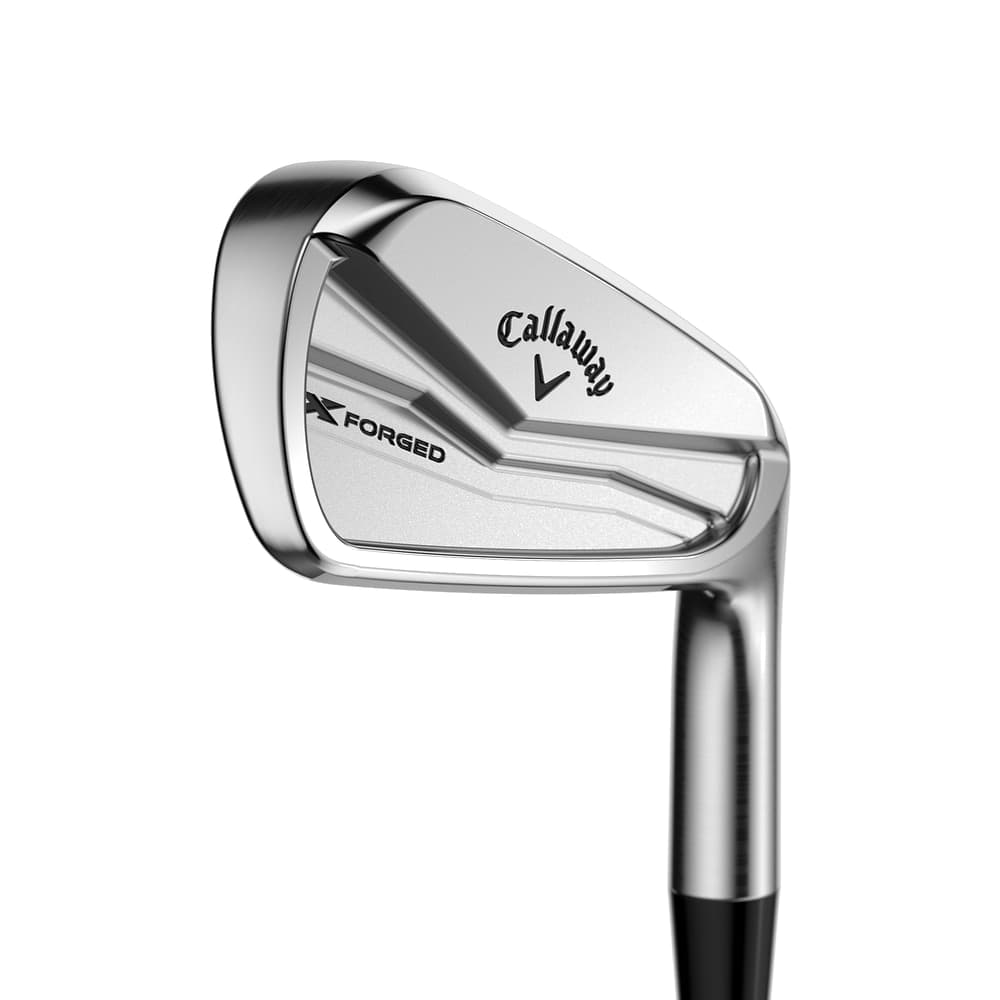 Callaway X Forged Irons at address, photographed on white