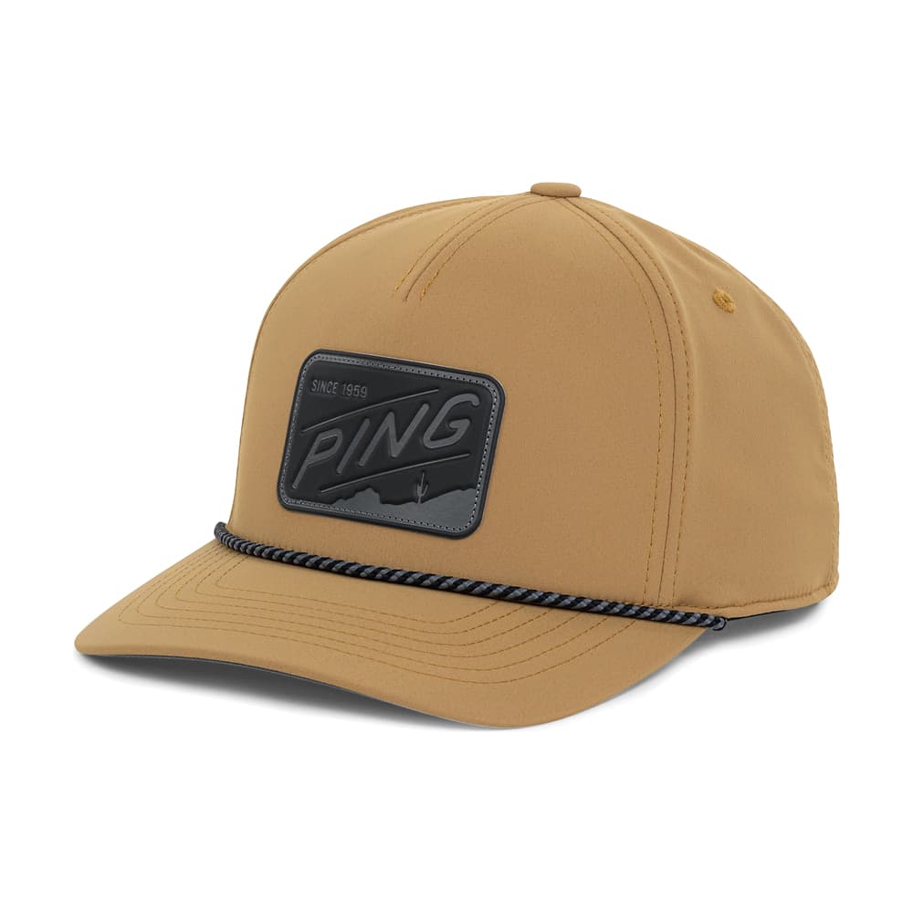 A tan Ping Phoenician rope cap, on white