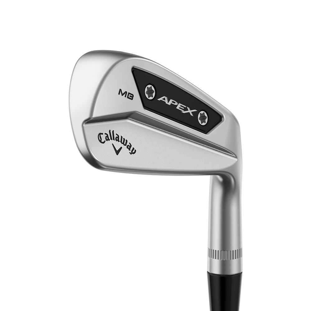 Callaway Apex MB Irons at address, photographed on white