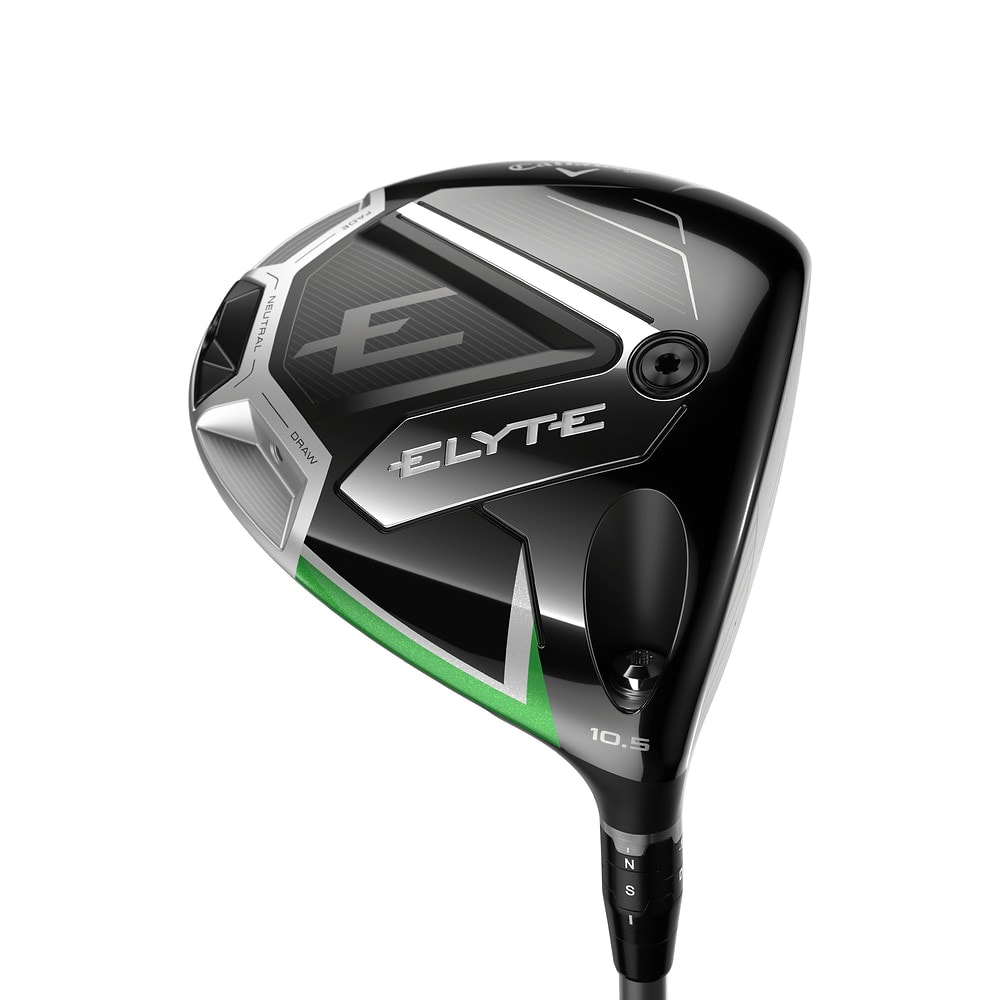 A Callaway Elyte driver head at address, on white