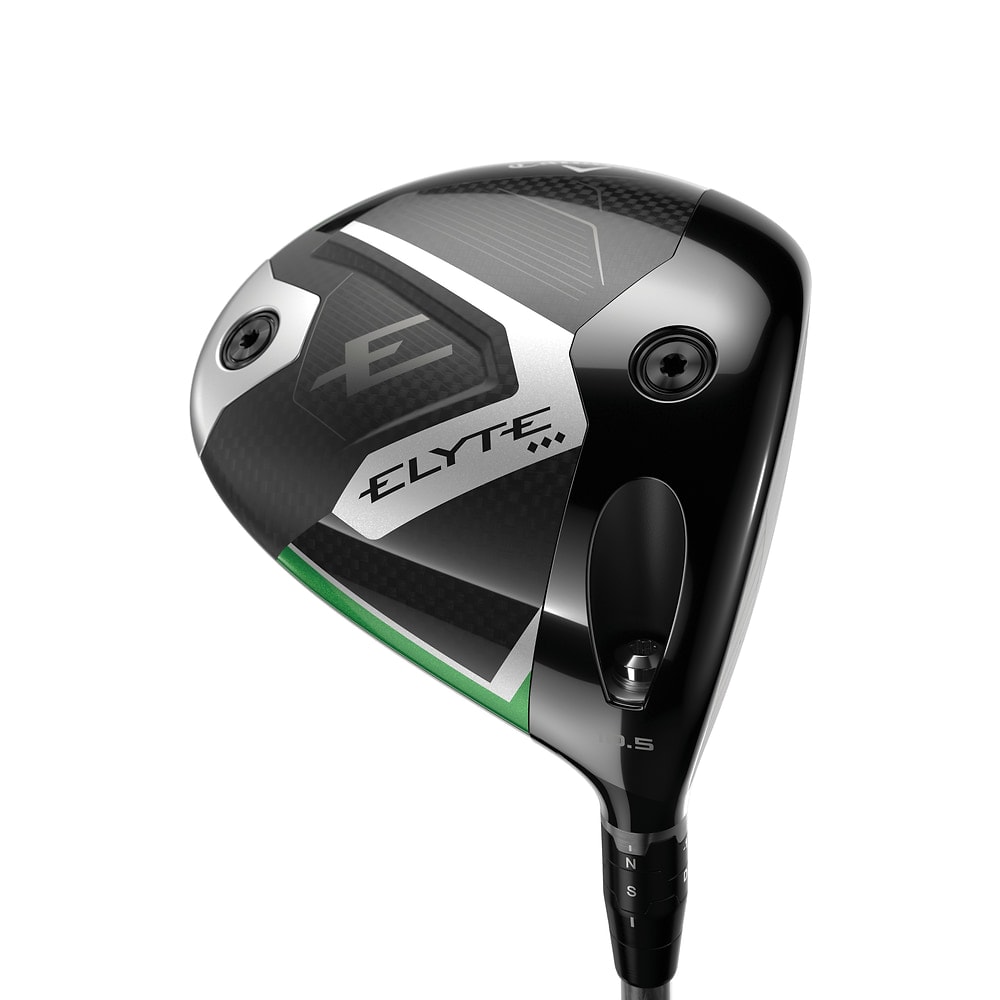A Callaway Elyte Triple Diamond driver head at address, on white
