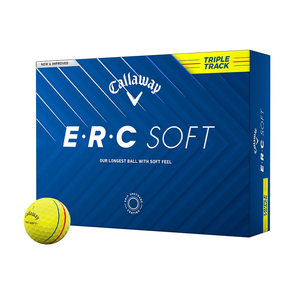 A box of a dozen Callaway ERC Soft Yellow golf balls