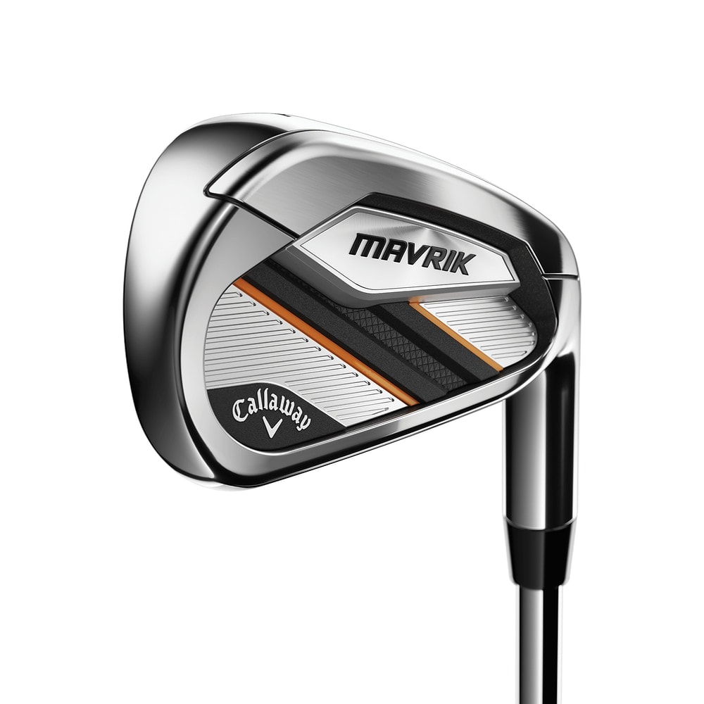 Callaway MAVRIK Irons at address, photographed on white