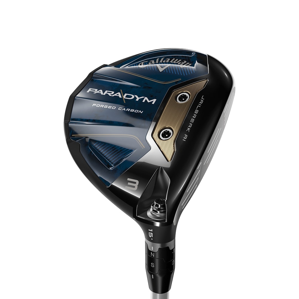Callaway Paradym Fairway Woods at address, photographed on white
