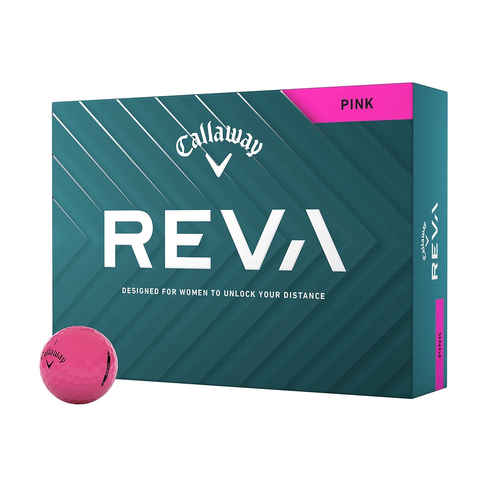 A box of a dozen Callaway REVA Pink golf balls