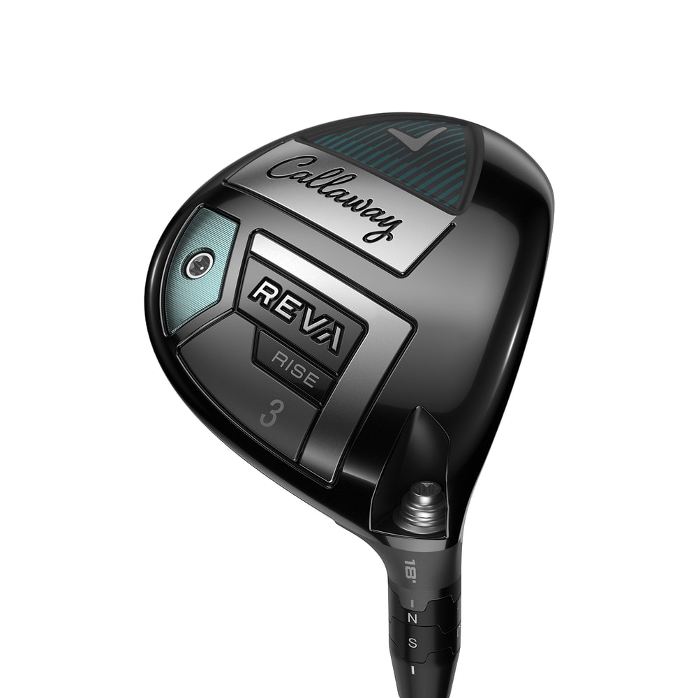 Callaway REVA RISE Fairway Woods at address, photographed on white
