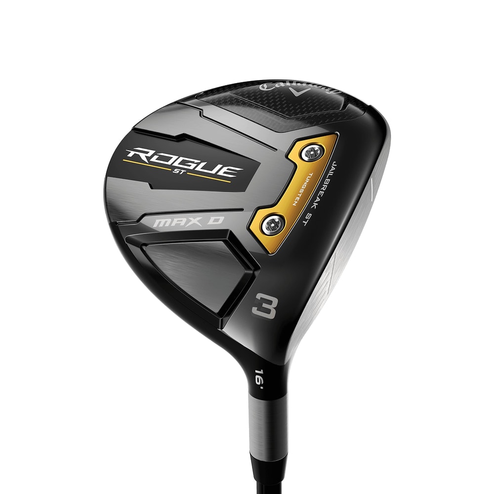 Callaway Rogue ST MAX D Fairway Woods at address, photographed on white