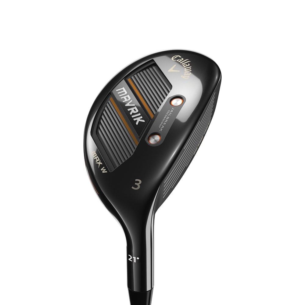 Callaway Women's MAVRIK MAX W Hybrids at address, photographed on white