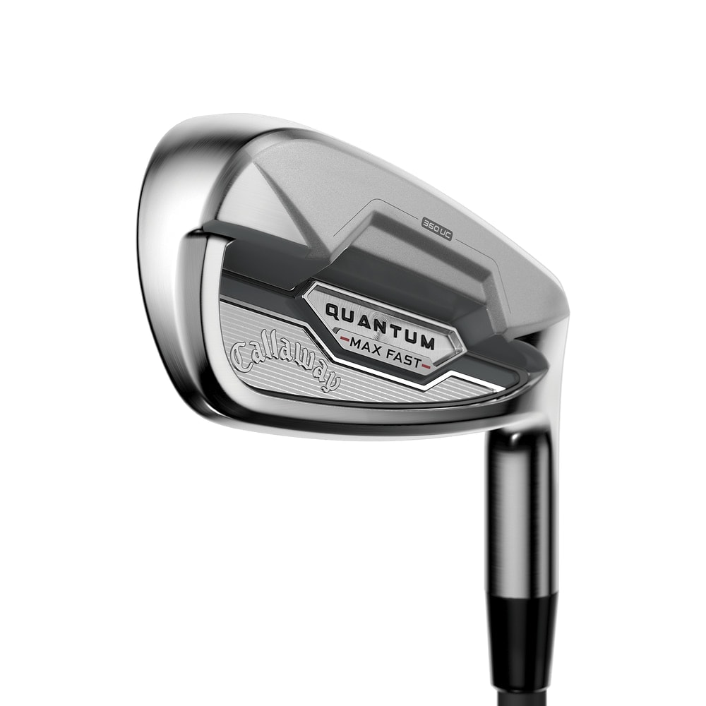 Callaway Women's Quantum Max Fast Irons at address, photographed on white