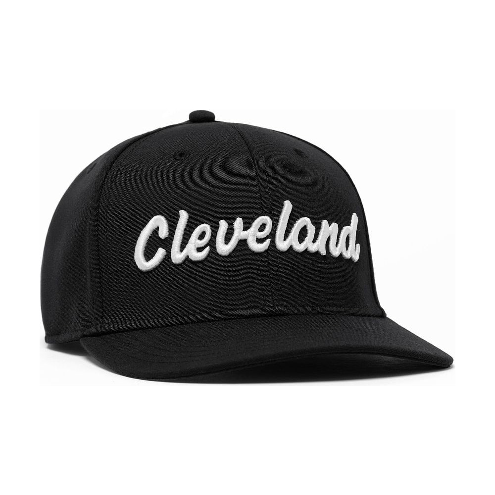 Cleveland CG Retro Snapback Hat, photographed on white