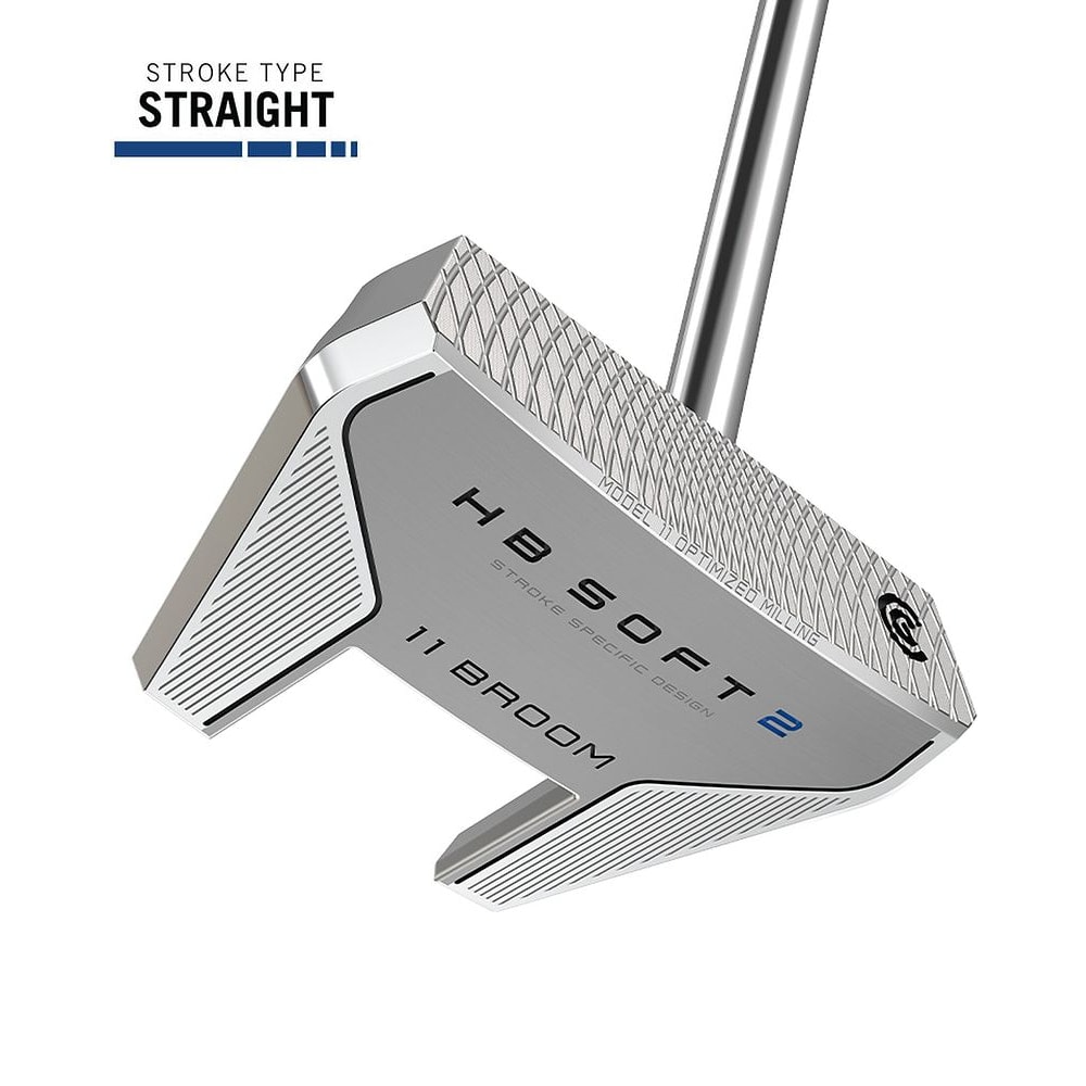Cleveland HB SOFT 2 Putter, Model 11C BROOM at address, photographed on white