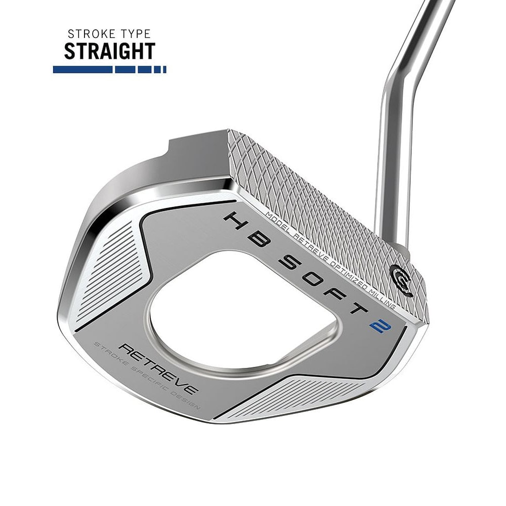 Cleveland HB SOFT 2 Putter, RETREVE at address, photographed on white