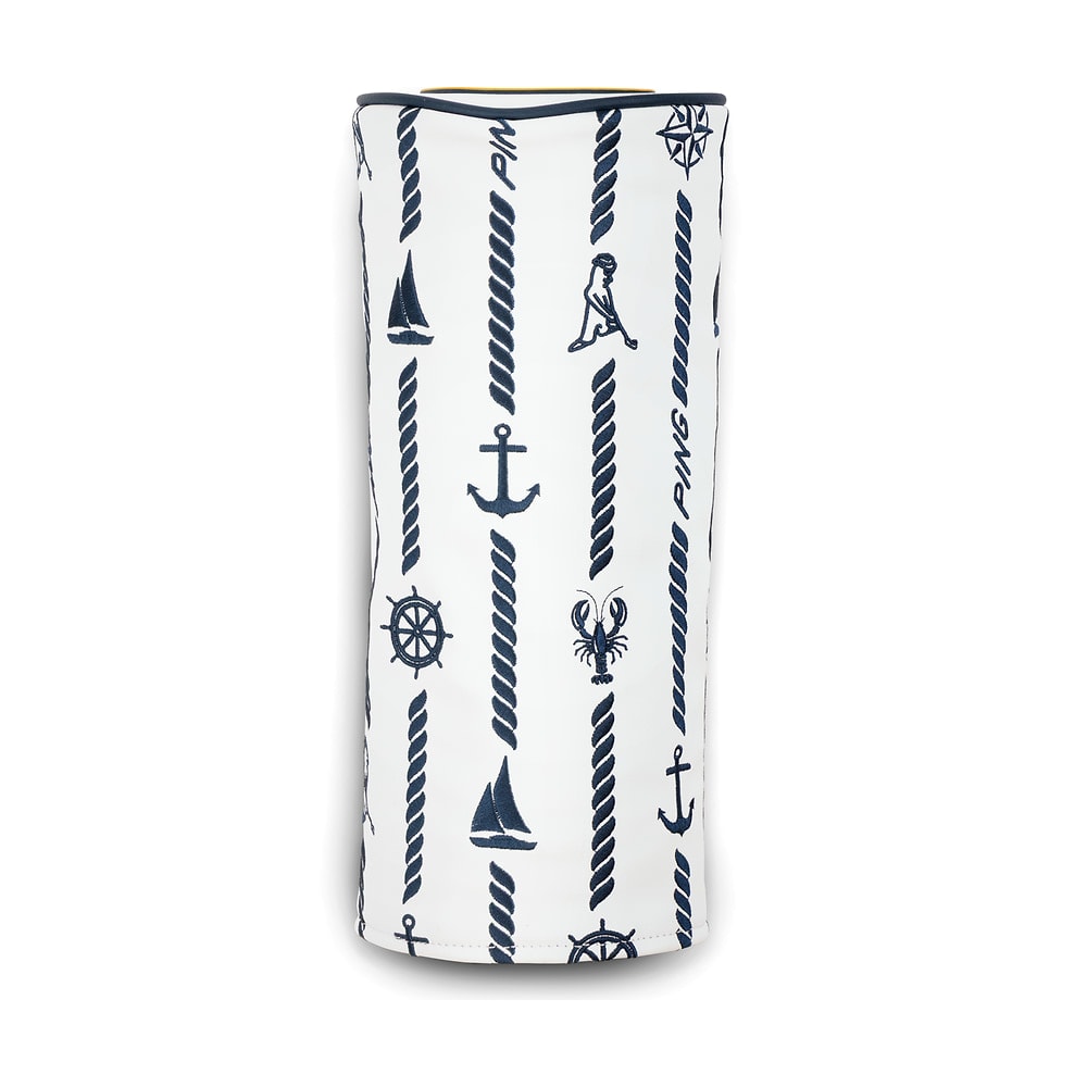 A white Ping Captain's driver headcover, on white