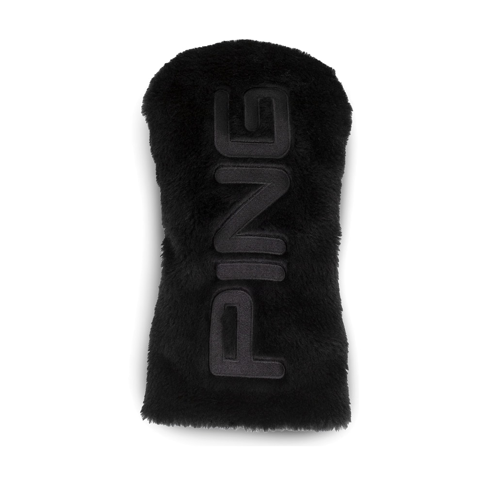 A black fur Ping driver headcover, on white
