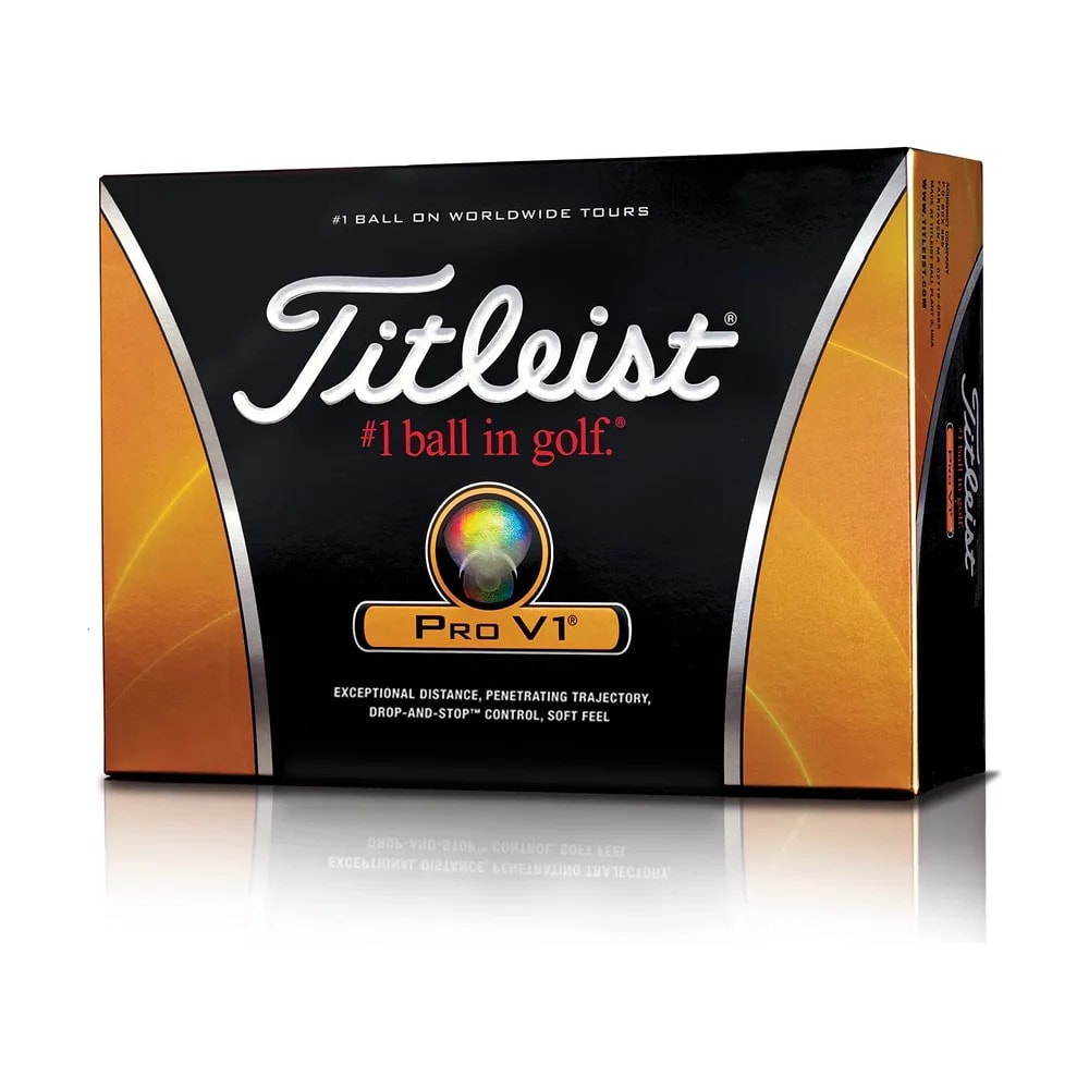 A box of a dozen Titleist Pro V1 golf balls