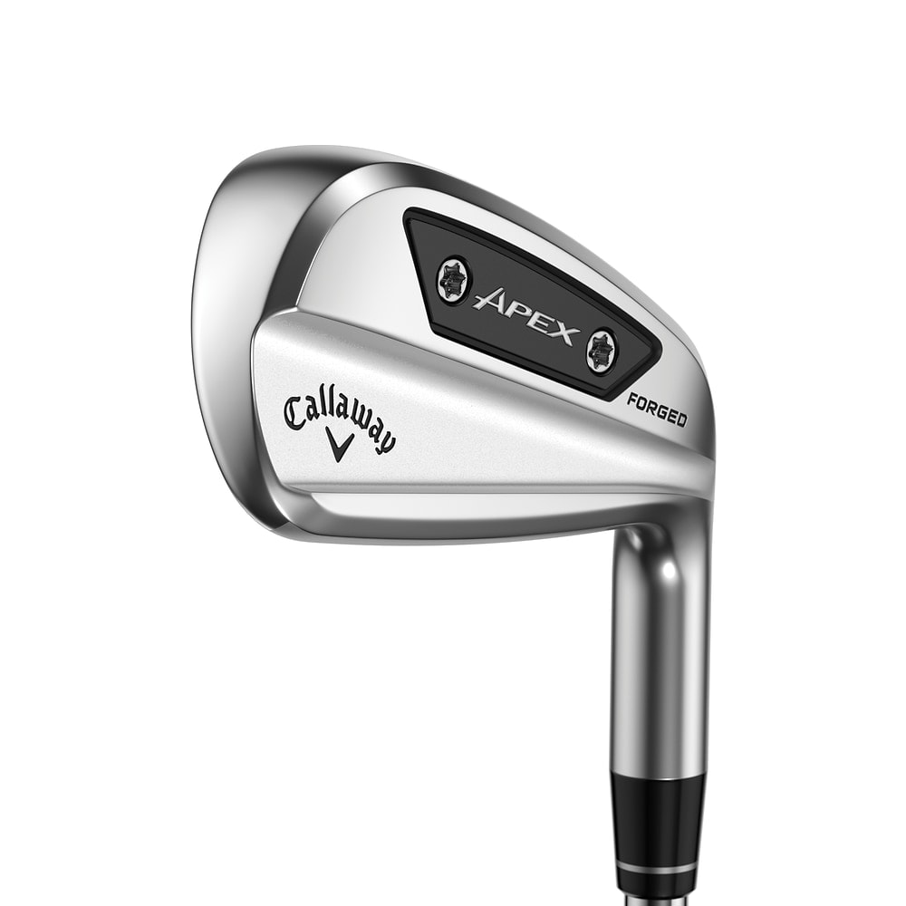 A Callaway Apex Ai200 seven iron at address, on white