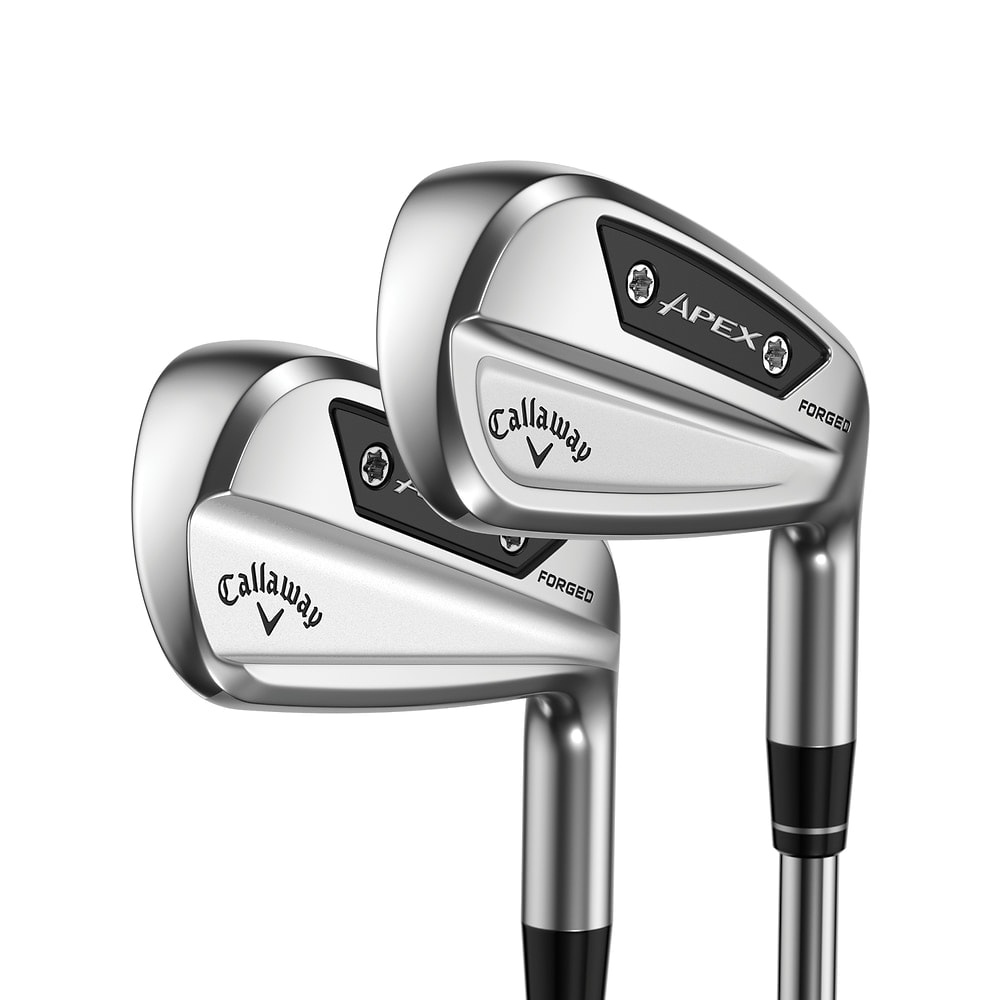 Callaway Apex Sweet Spot Combo Set at address, photographed on white
