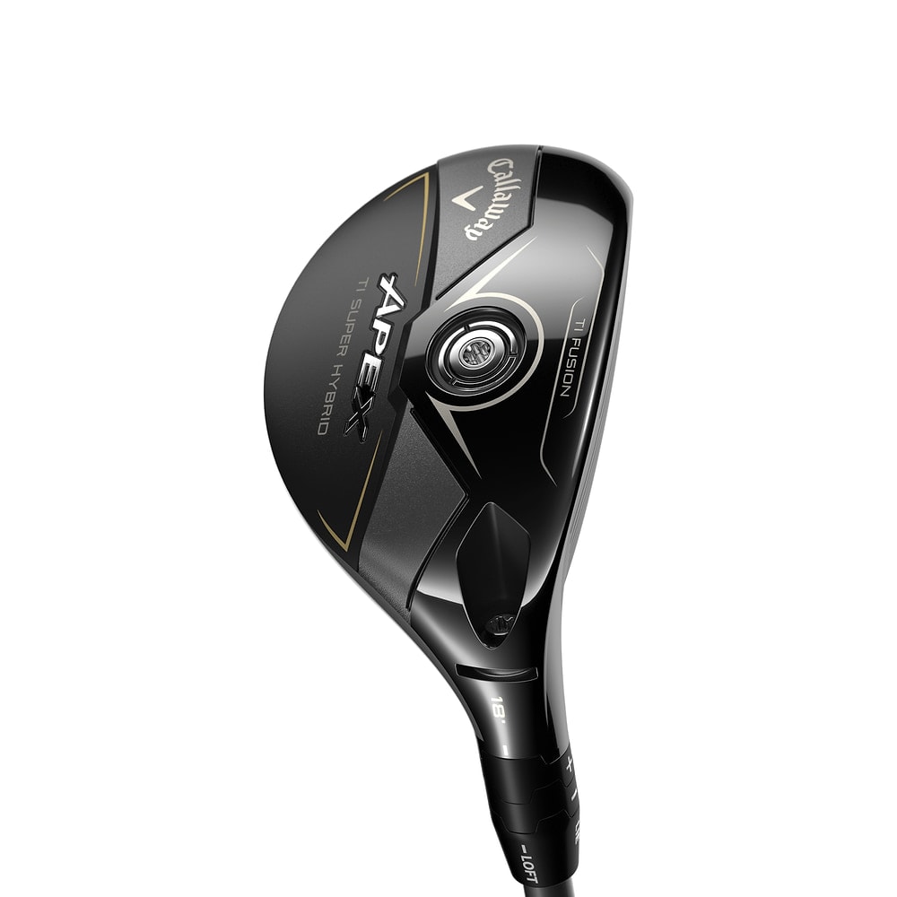 Callaway Apex Ti Super Hybrids at address, photographed on white
