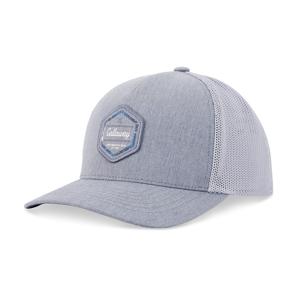 A grey Callaway Carlsbad trucker cap, on white
