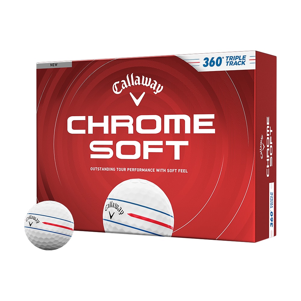 A box of a dozen Callaway Chrome Soft 360 Triple Track golf balls