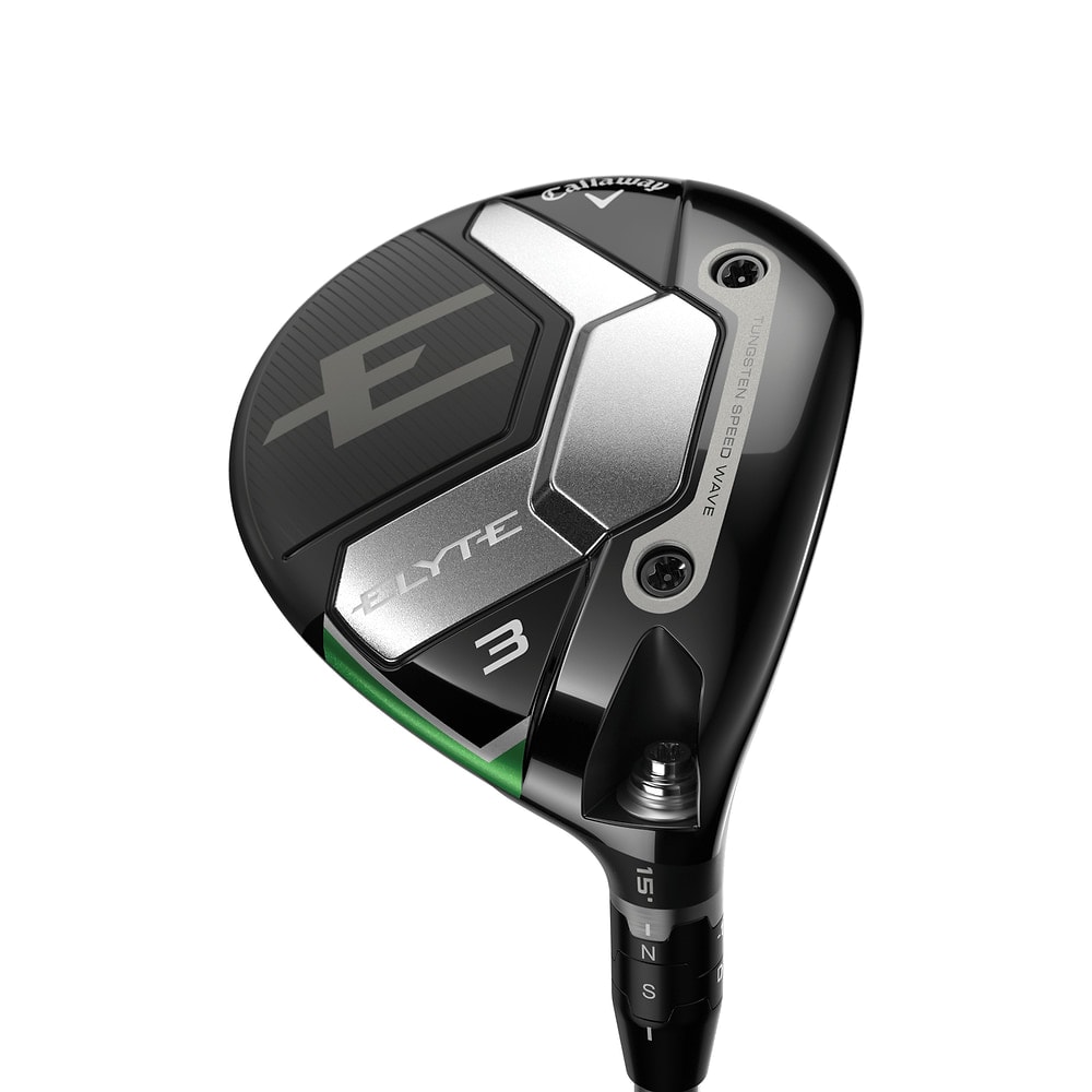 Callaway Elyte Fairway Woods at address, photographed on white