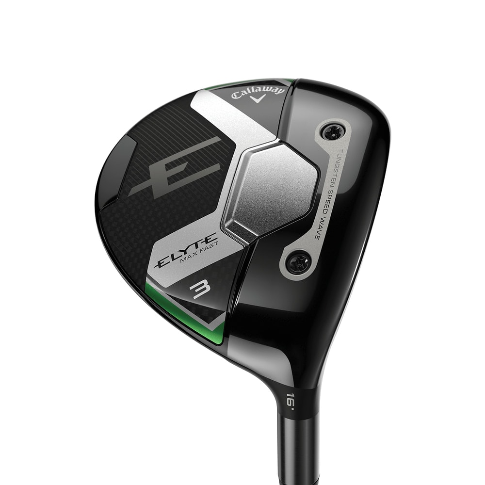 Callaway Elyte Max Fast Fairway Woods at address, photographed on white