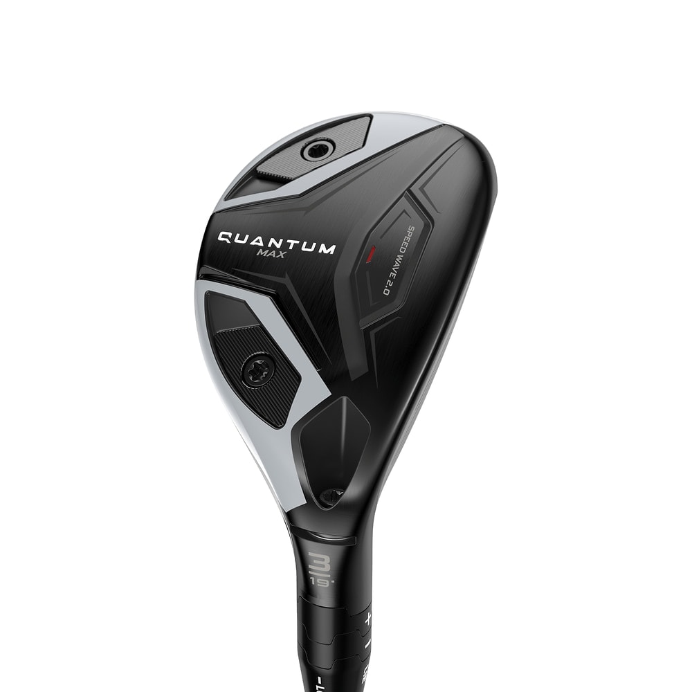 Callaway Quantum Max Hybrids at address, photographed on white