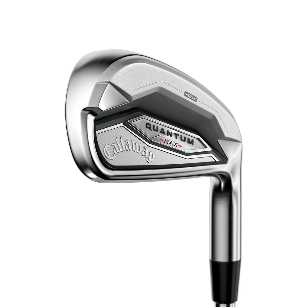 Callaway Quantum Max Irons at address, photographed on white