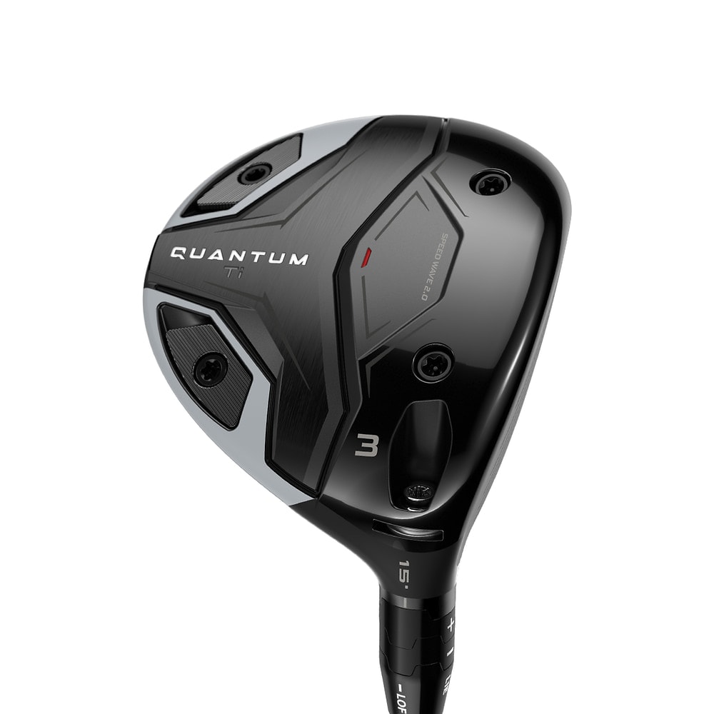 Callaway Quantum Ti Fairway Woods at address, photographed on white