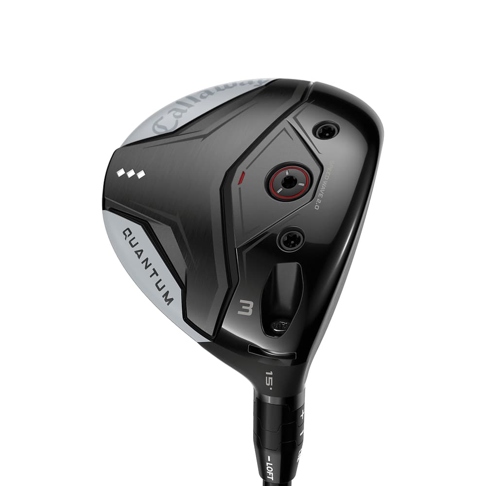 Callaway Quantum Triple Diamond Fairway Woods at address, photographed on white