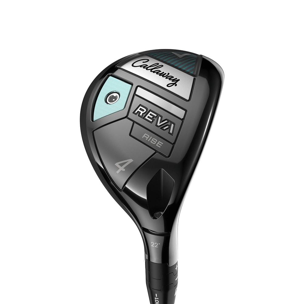 Callaway REVA RISE Hybrid at address, photographed on white