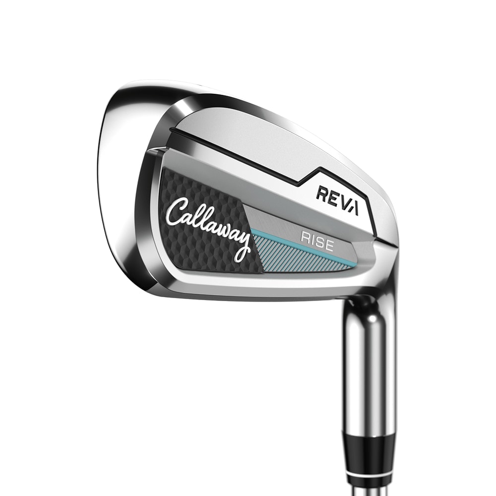 Callaway REVA RISE Irons at address, photographed on white