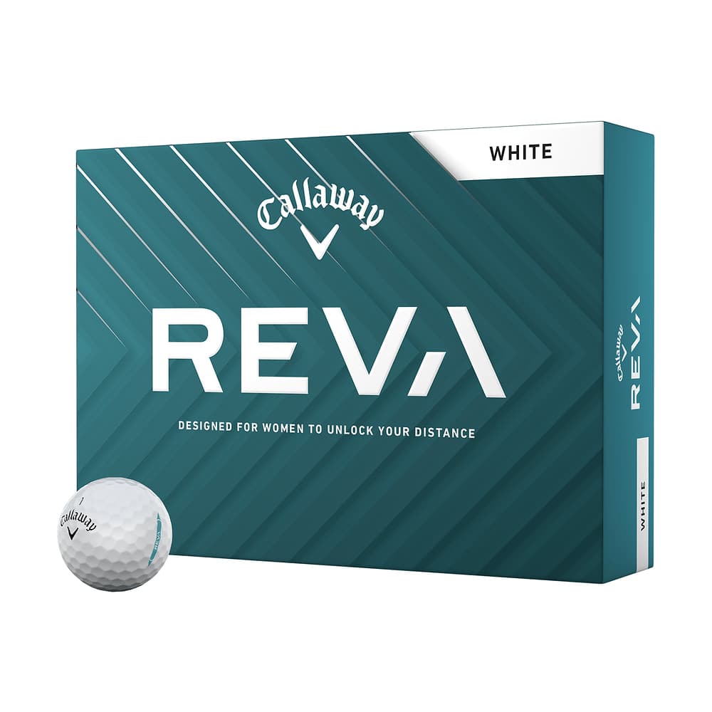 A box of a dozen Callaway REVA golf balls