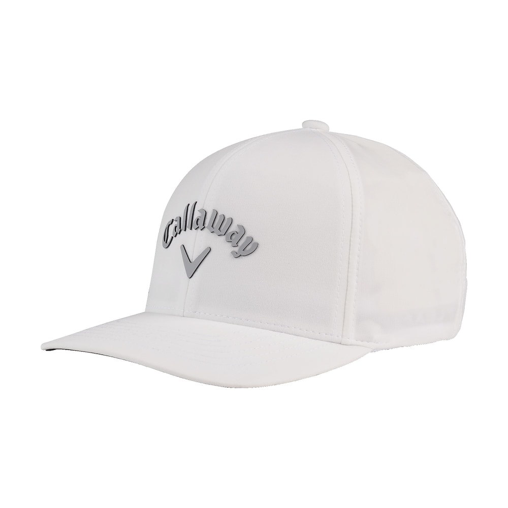 A white Callaway Stretch Fit cap, on white