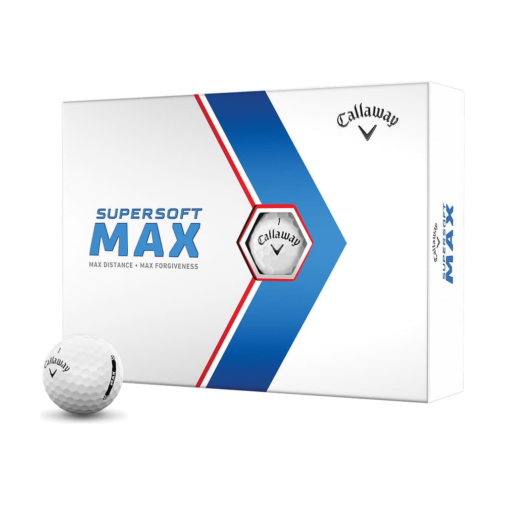 A box of a dozen Callaway Supersoft MAX golf balls