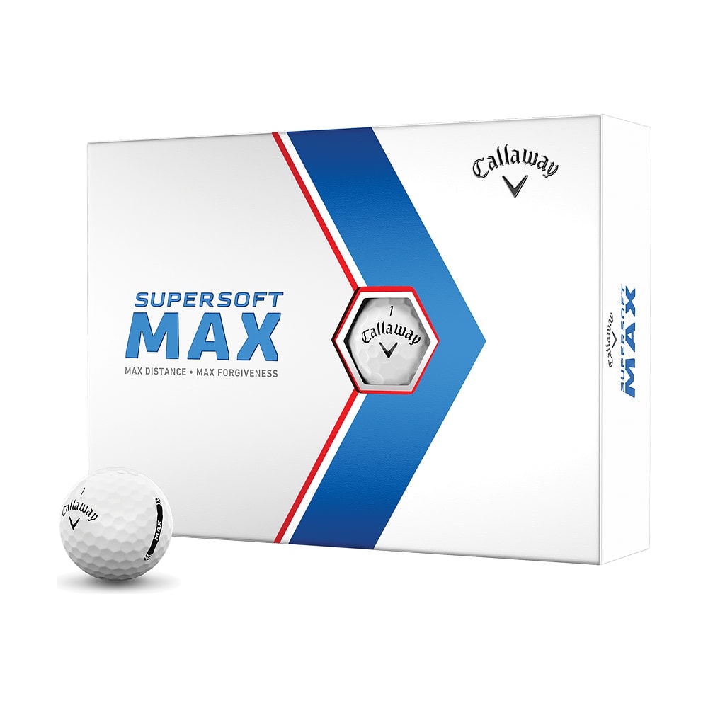 A box of a dozen Callaway Supersoft MAX golf balls