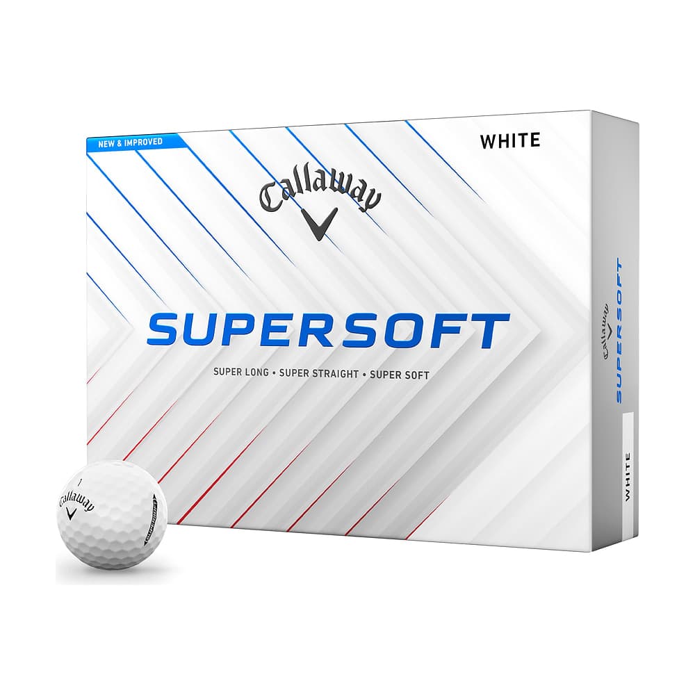 A box of a dozen Callaway Supersoft golf balls