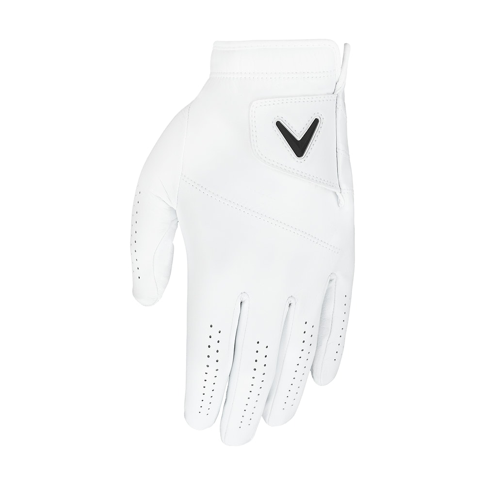 A white Callaway Tour Authentic golf glove, on white