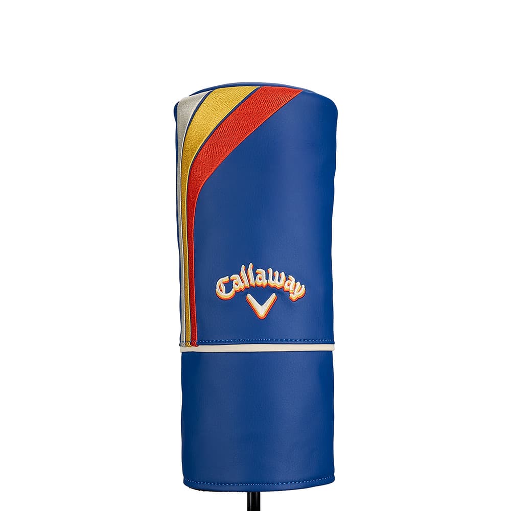 A striped Callaway Vintage barrel driver headcover, on white