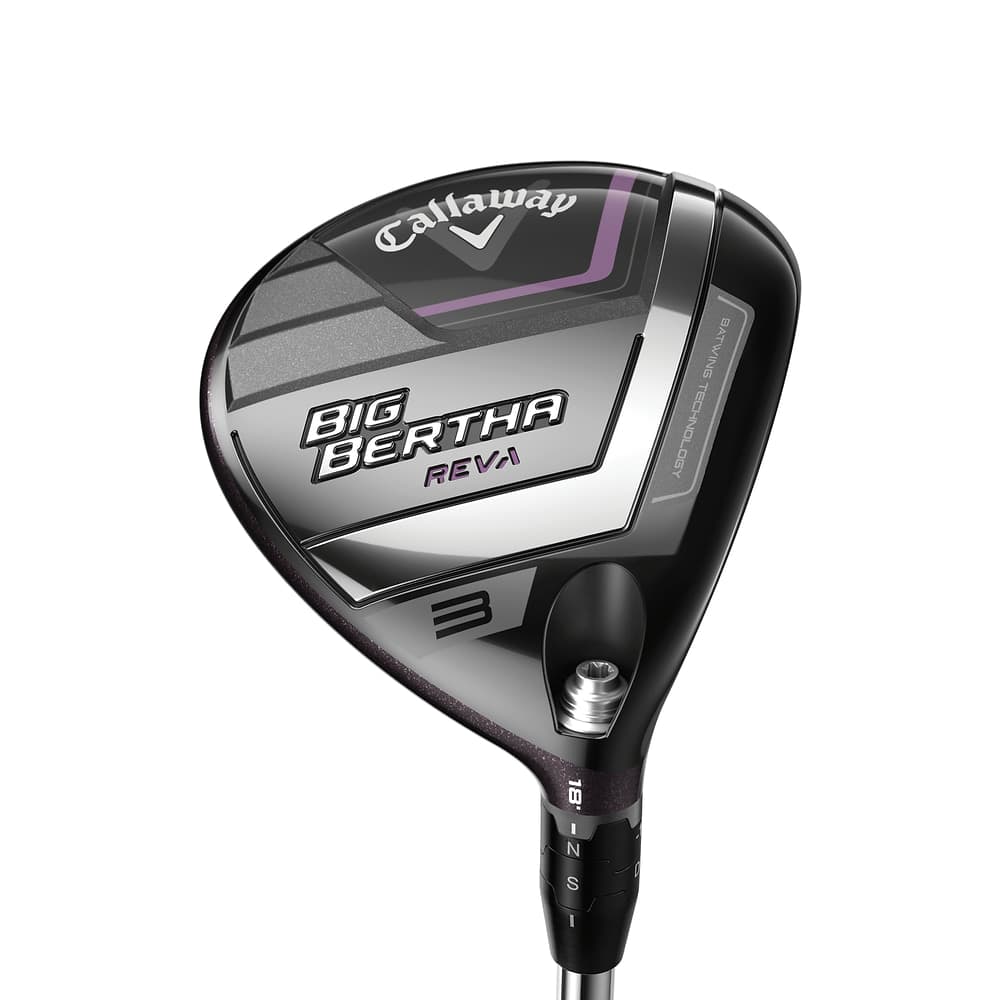 Callaway Women's Big Bertha REVA Fairway Woods at address, photographed on white