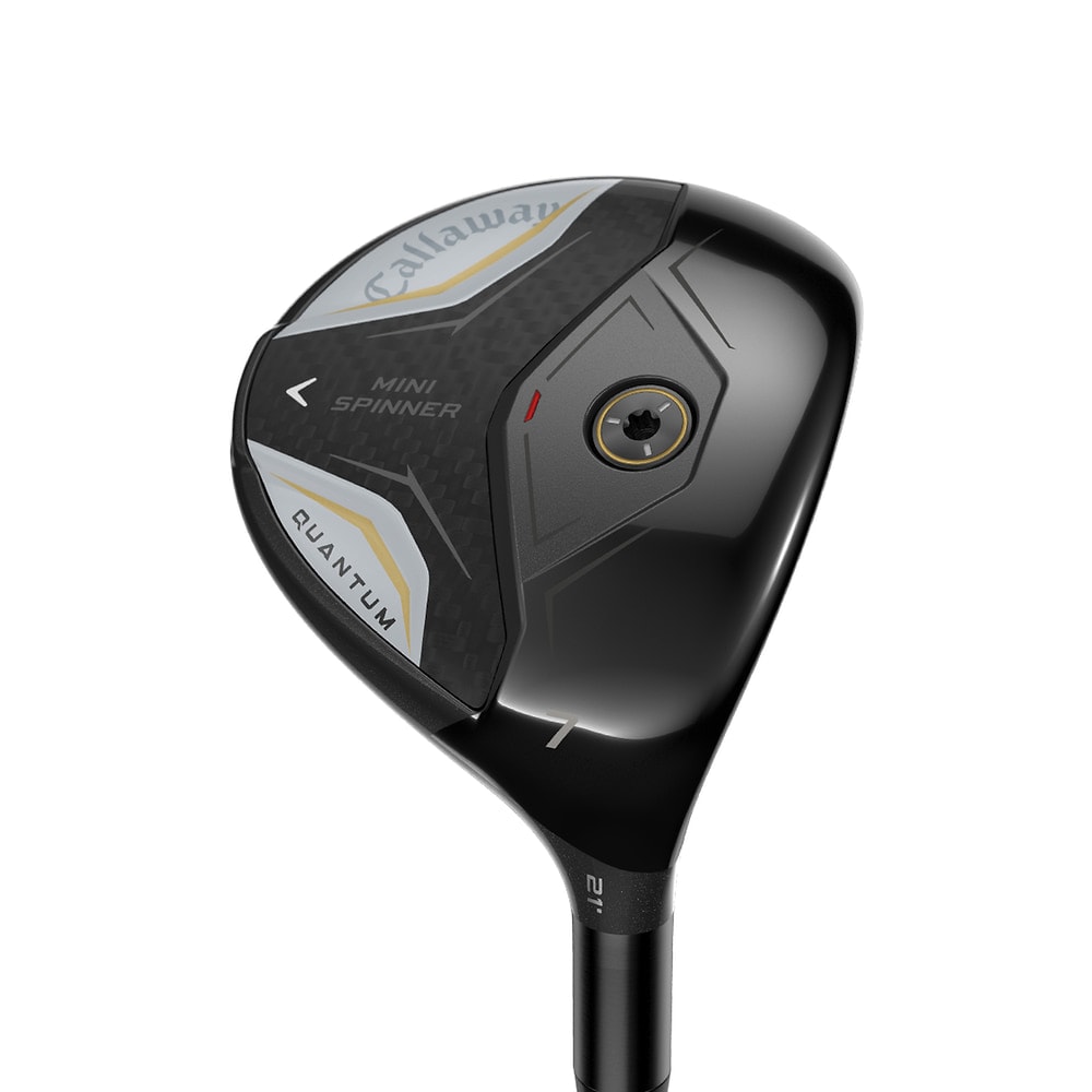 Callaway Women's Quantum Mini Spinner Fairway Wood at address, photographed on white