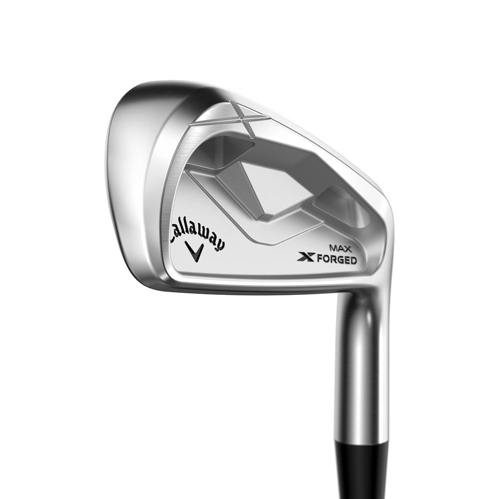 Callaway X Forged Max Irons at address, photographed on white
