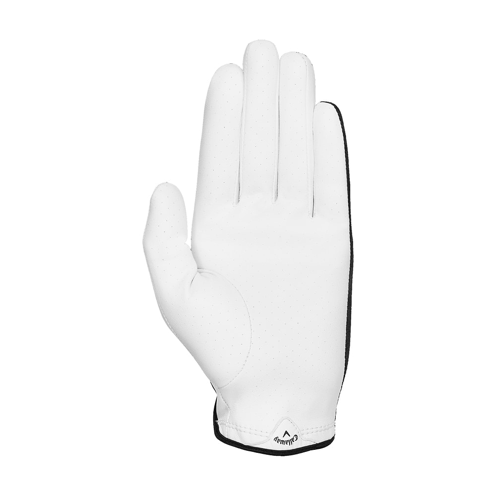A white Callaway X-Spann golf glove, on white