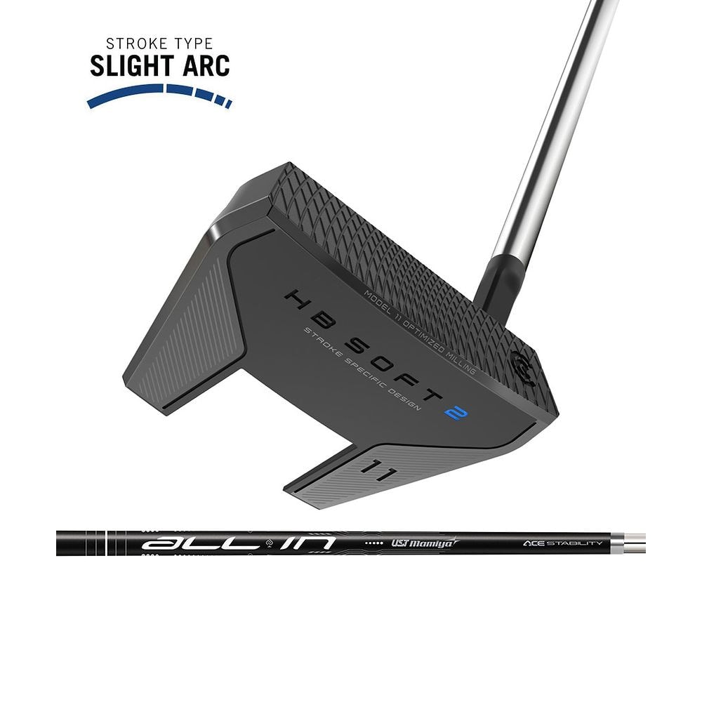 Cleveland HB SOFT 2 Black Putter, Model 11S at address, photographed on white