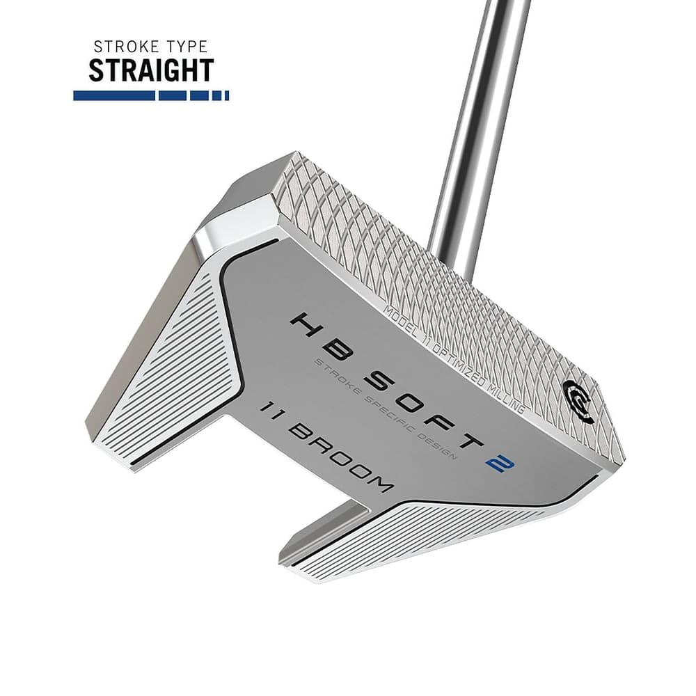 Cleveland HB SOFT 2 Putter, Model 11C BROOM at address, photographed on white